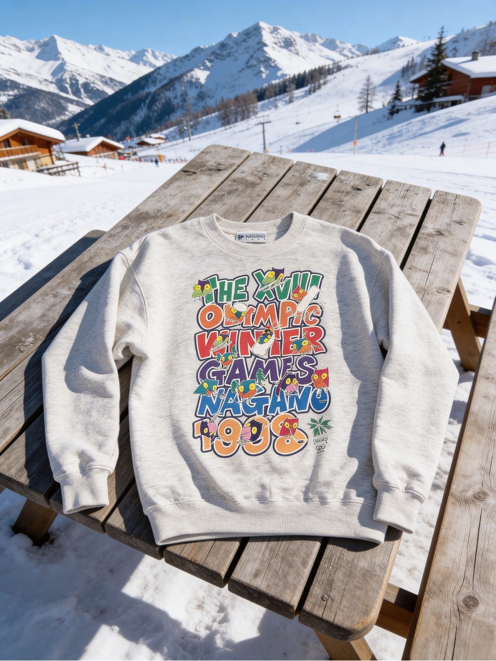 Light Gray Graphic Nagano 1998 Crewneck Sweatshirt